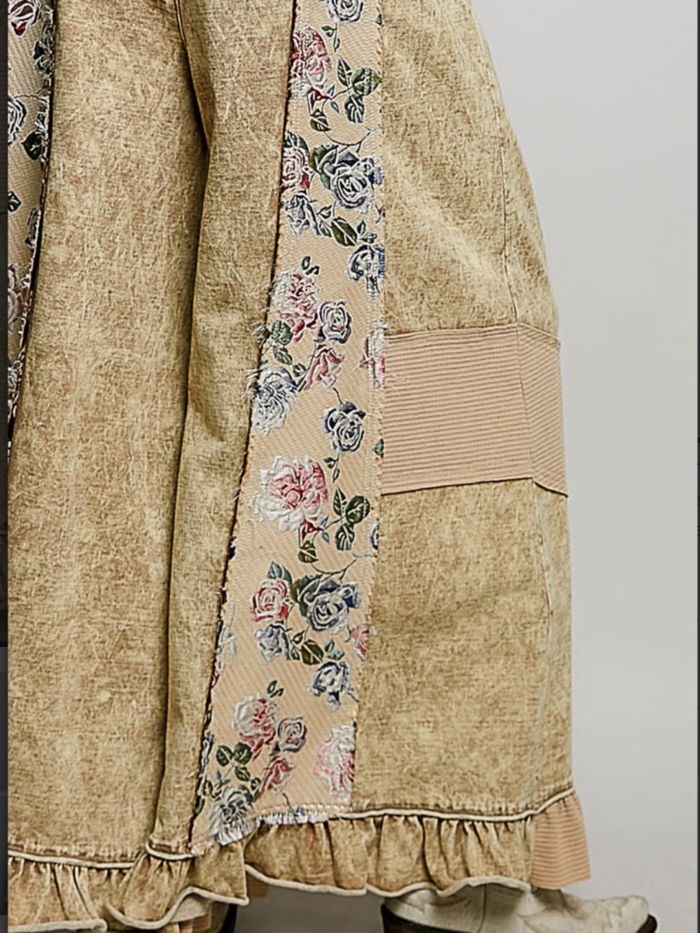 🎉 POL “ RORY “ POL FRENCH TERRY PATCHWORK PANTS WITH RUFFLE HEM 68 - Picture 7 of 7
